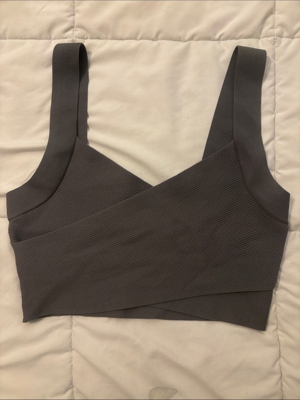 Babaton Ribbed Crossover Top - Gray